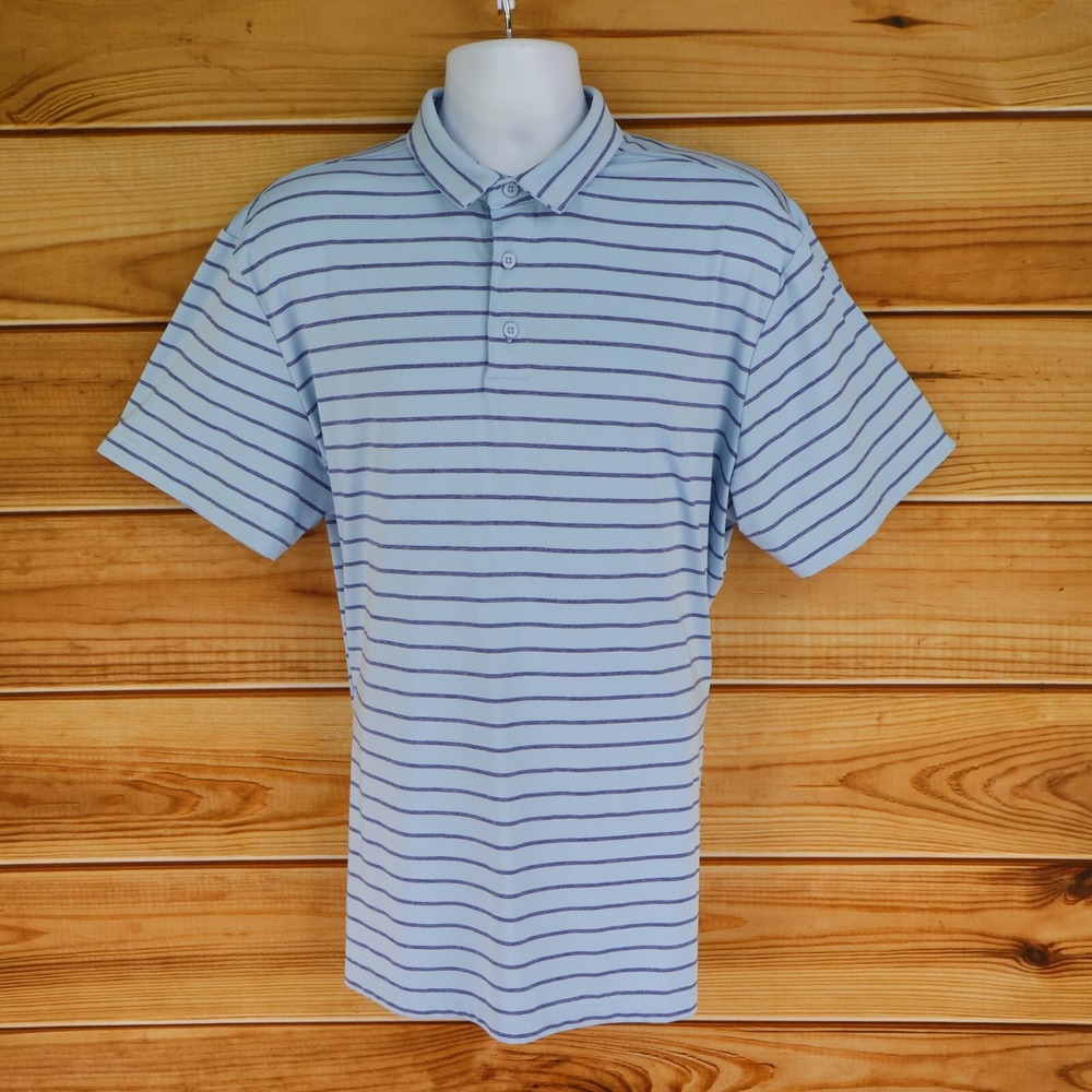 Member's Mark Performance Polo Golf Shirt Mens XL Blue Striped Polyester Active